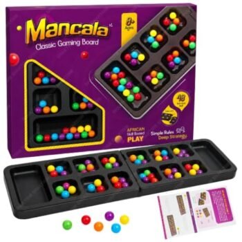 Mancala Board Game with Rainbow 48 balls